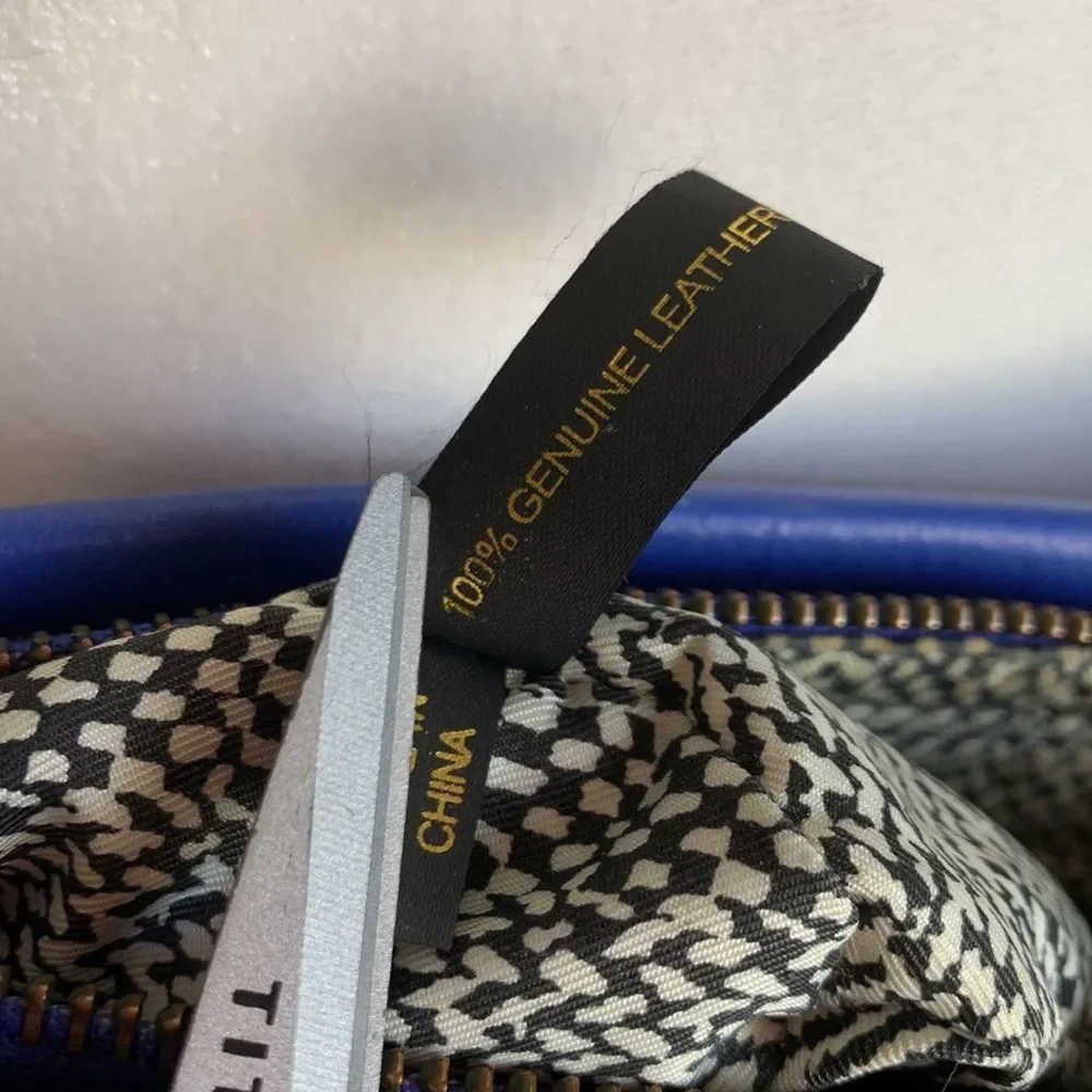 Rebecca Minkoff Purse Crossbody Bag Blue Leather Black Chain Small Medium Used - Picture 9 of 9